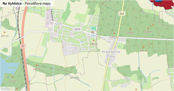 Na Vyhlídce - záplavové mapy stoleté vody