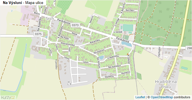 Na Výsluní - mapa ulice