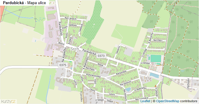 Pardubická - mapa ulice