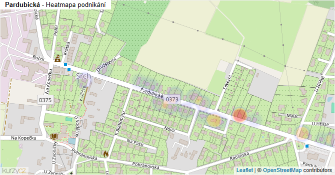 Pardubická - mapa podnikání