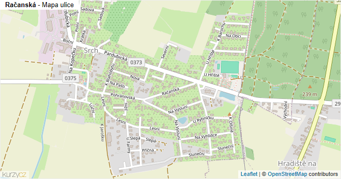 Račanská - mapa ulice