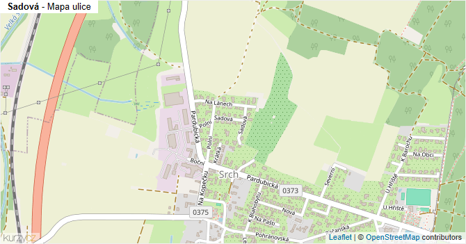 Sadová - mapa ulice