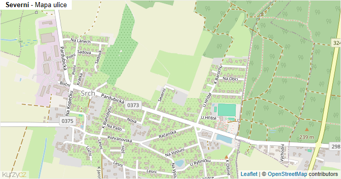 Severní - mapa ulice