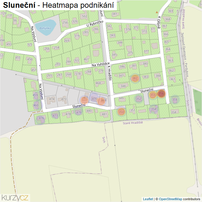 Mapa Sluneční - Firmy v ulici.