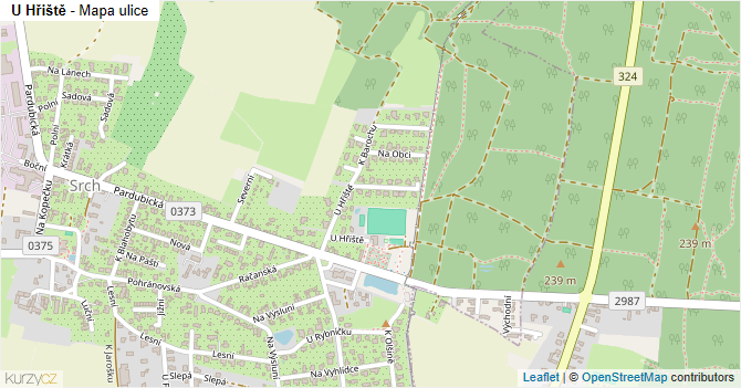 U Hřiště - mapa ulice