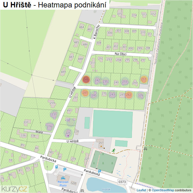 Mapa U Hřiště - Firmy v ulici.