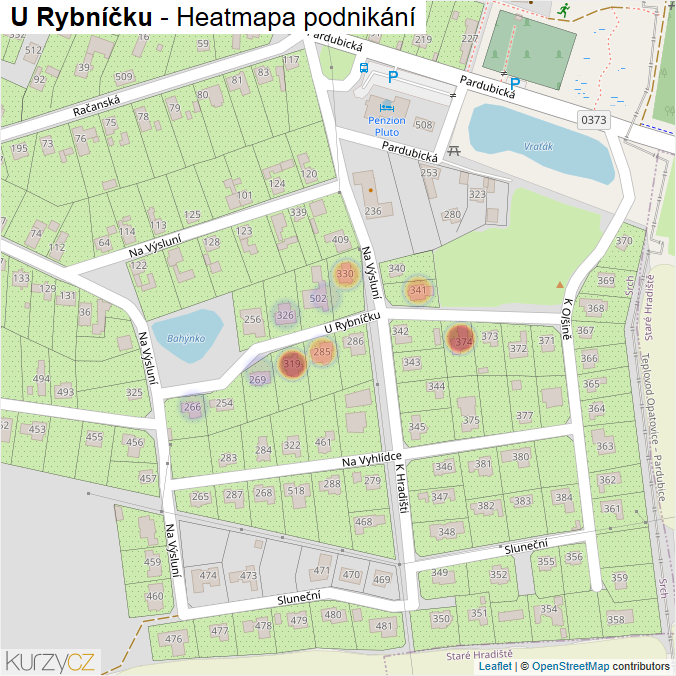 Mapa U Rybníčku - Firmy v ulici.