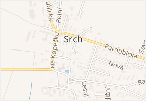V Uličce v obci Srch - mapa ulice