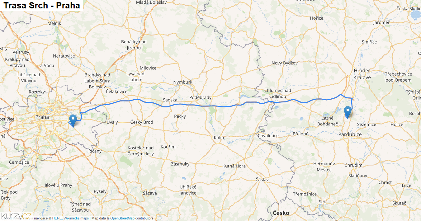 Srch-Praha, mapa trasy