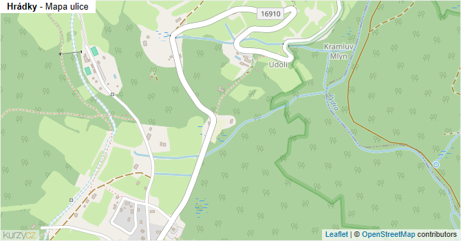 Hrádky - mapa ulice