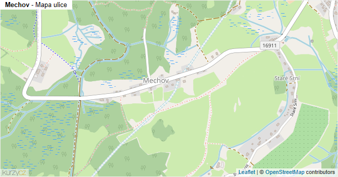 Mechov - mapa ulice