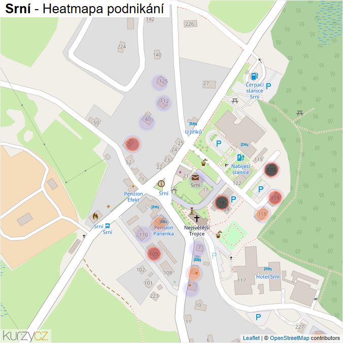 Mapa Srní - Firmy v části obce.