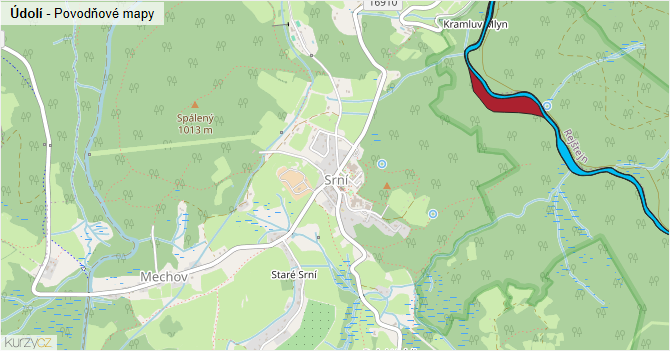 Údolí - záplavové mapy stoleté vody