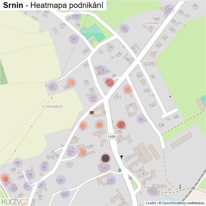 Mapa Srnín - Firmy v části obce.