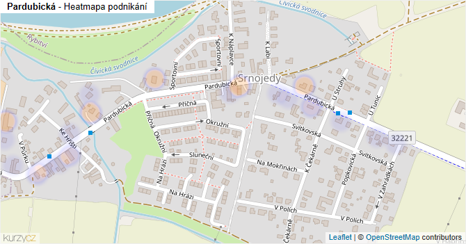 Pardubická - mapa podnikání