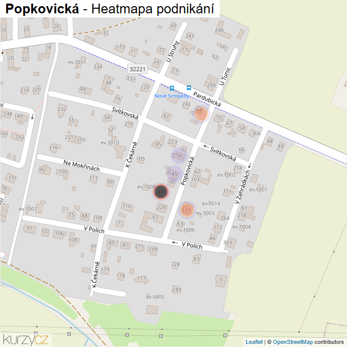 Mapa Popkovická - Firmy v ulici.