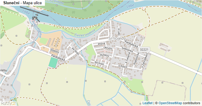 Sluneční - mapa ulice