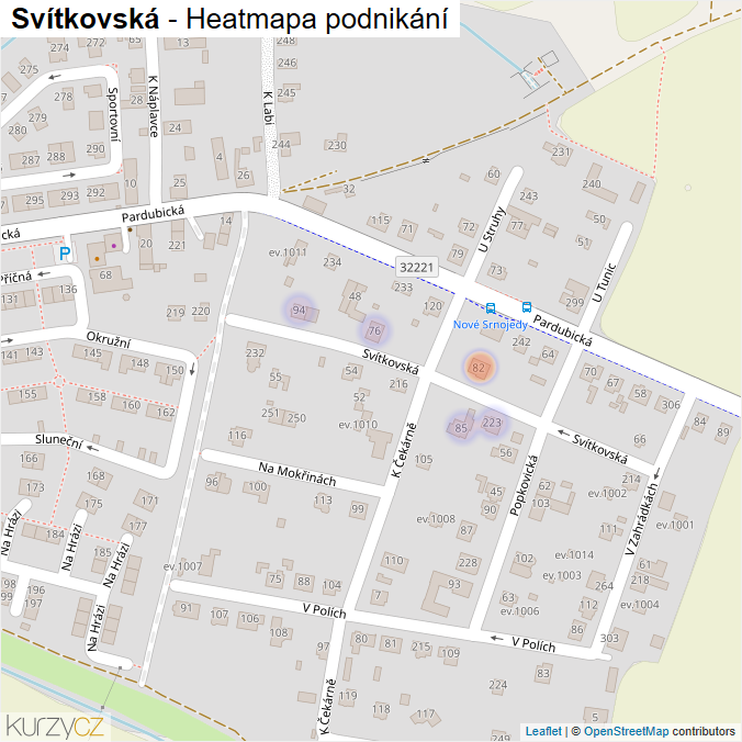 Mapa Svítkovská - Firmy v ulici.