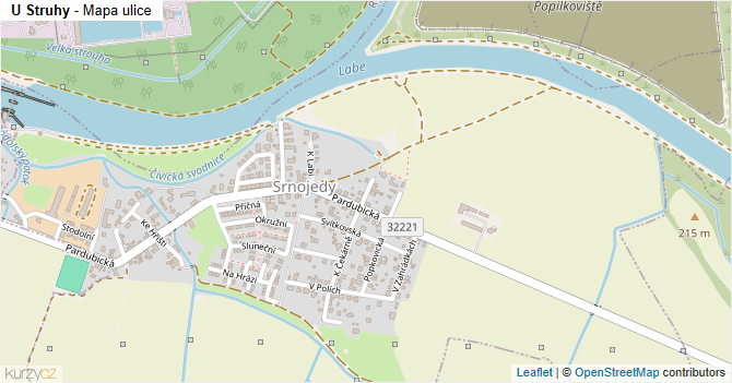 U Struhy - mapa ulice