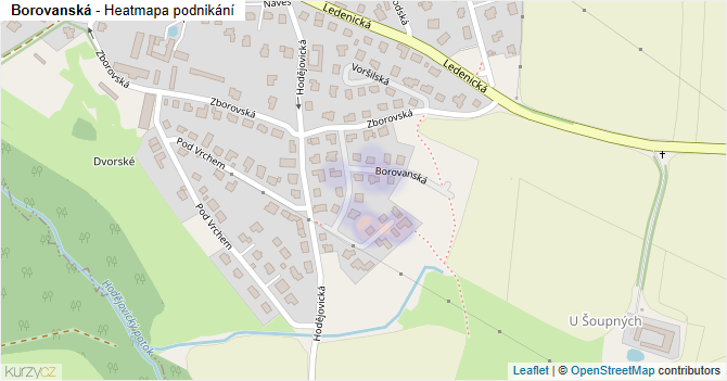 Borovanská - mapa podnikání