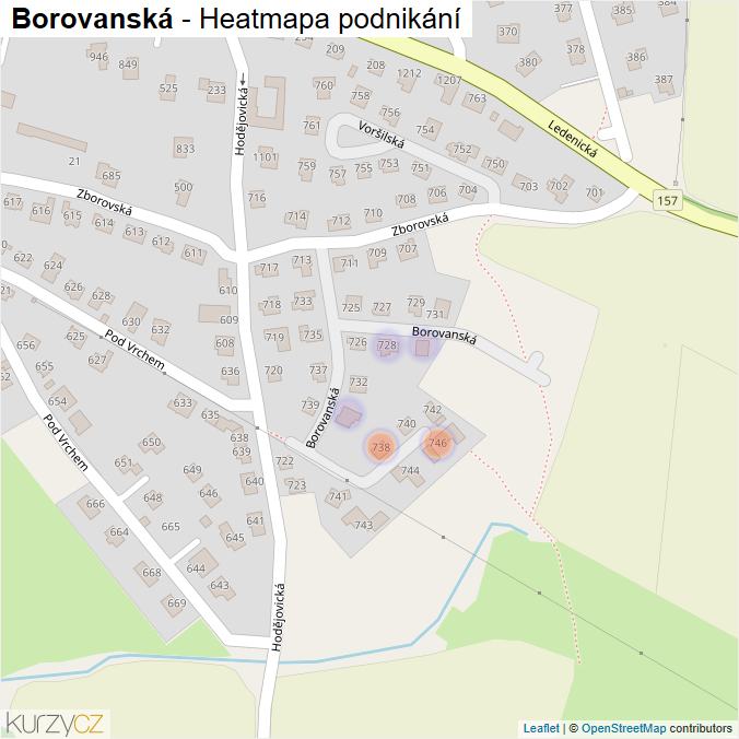 Mapa Borovanská - Firmy v ulici.