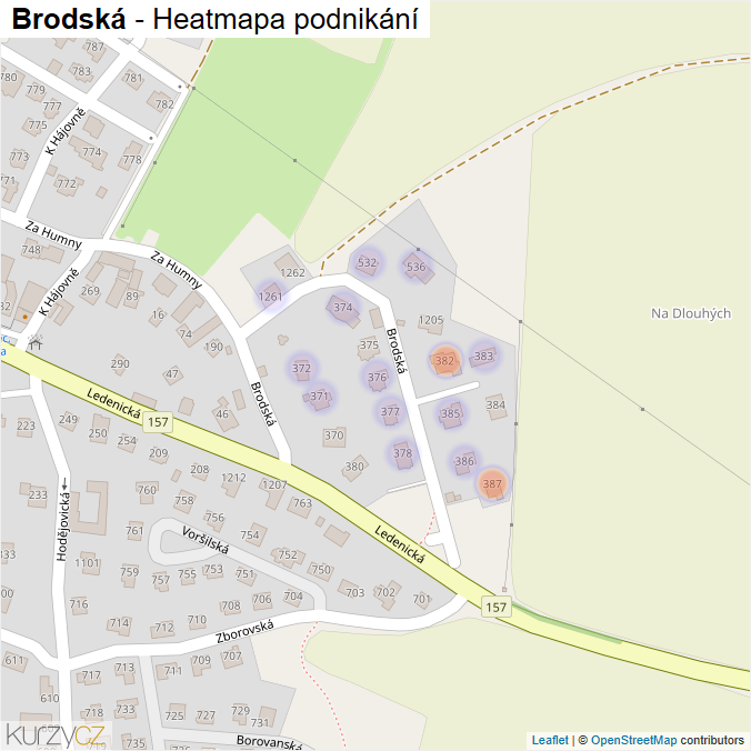 Mapa Brodská - Firmy v ulici.