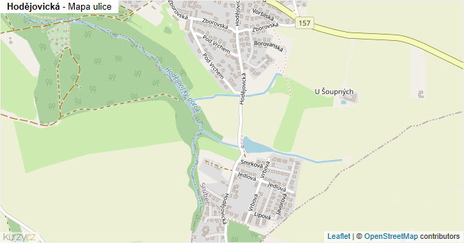 Hodějovická - mapa ulice
