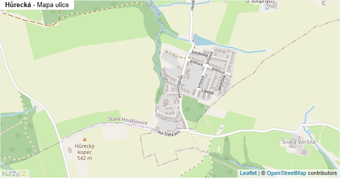 Hůrecká - mapa ulice