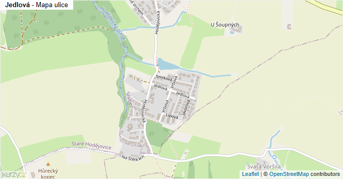 Jedlová - mapa ulice