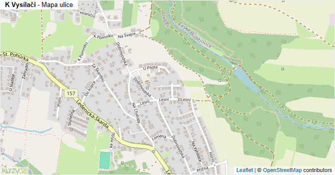 K Vysílači - mapa ulice