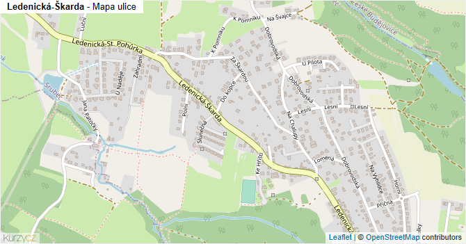 Ledenická-Škarda - mapa ulice