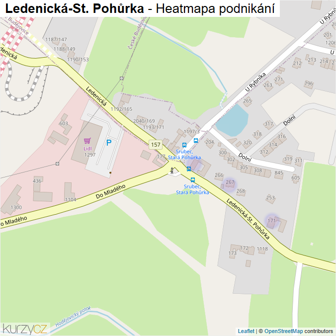 Mapa Ledenická-St. Pohůrka - Firmy v ulici.