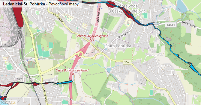 Ledenická-St. Pohůrka - záplavové mapy stoleté vody