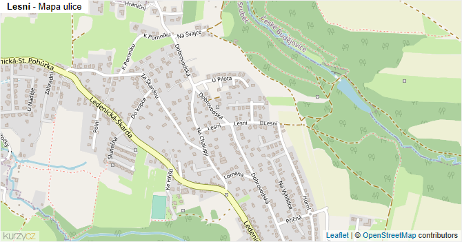 Lesní - mapa ulice