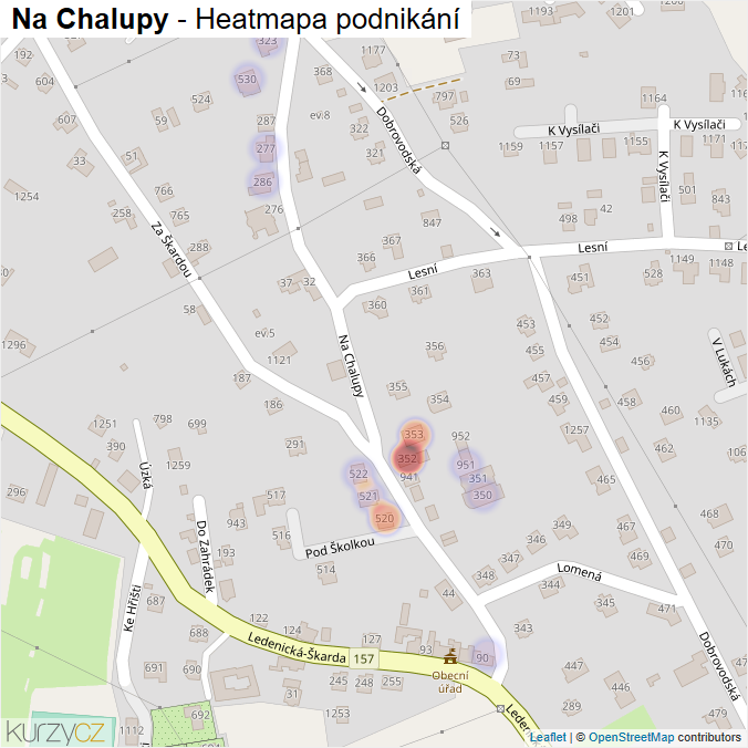 Mapa Na Chalupy - Firmy v ulici.