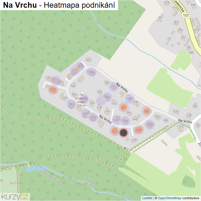 Mapa Na Vrchu - Firmy v ulici.