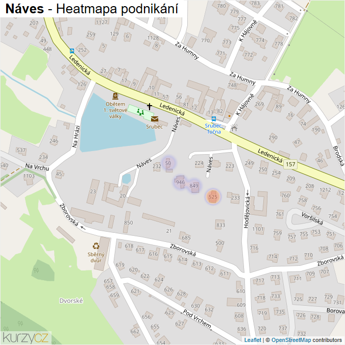 Mapa Náves - Firmy v ulici.
