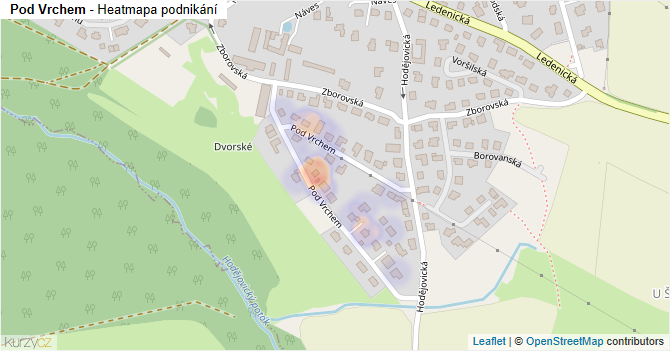 Pod Vrchem - mapa podnikání