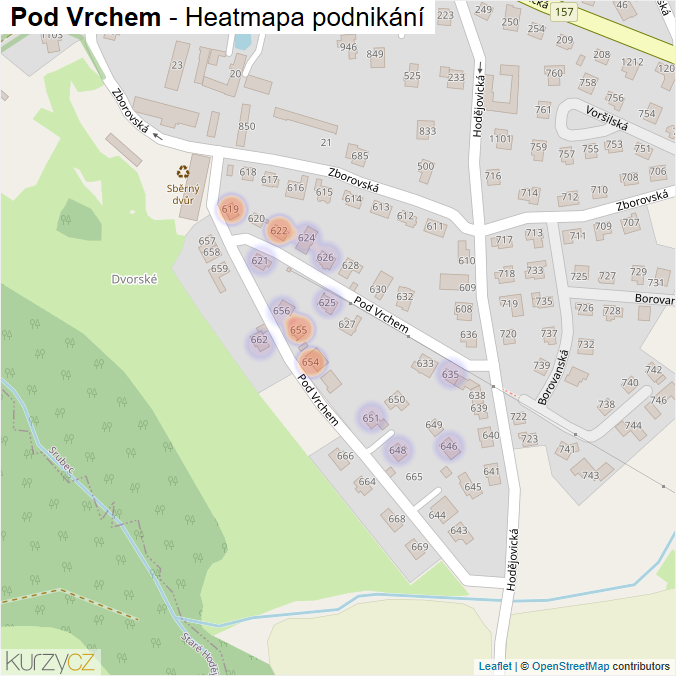 Mapa Pod Vrchem - Firmy v ulici.