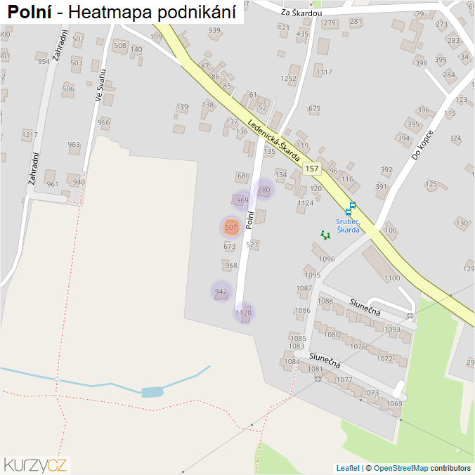 Mapa Polní - Firmy v ulici.
