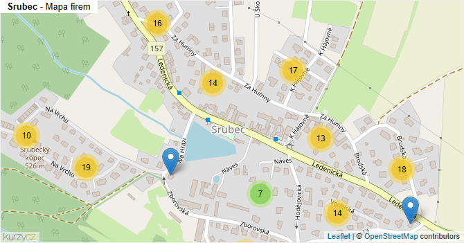 Srubec - mapa firem