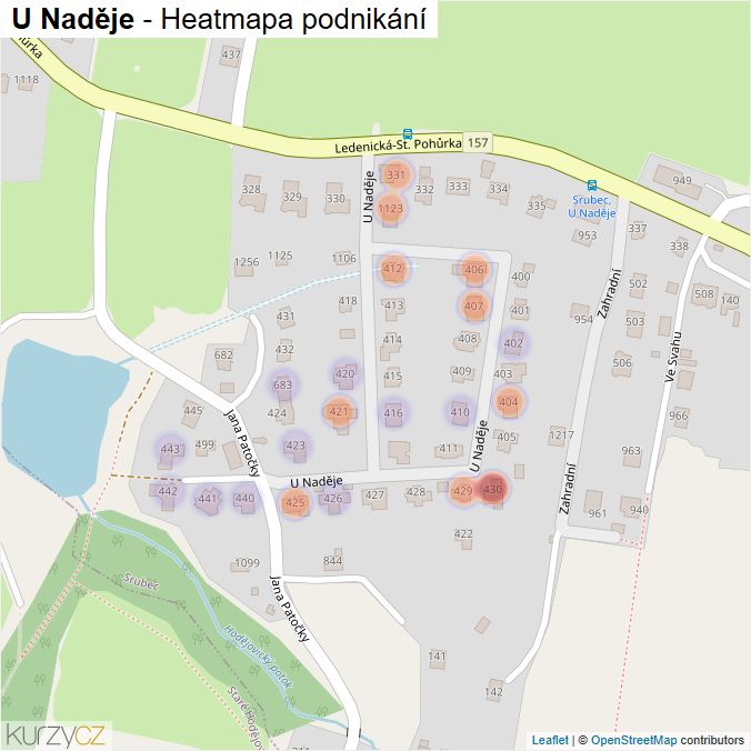 Mapa U Naděje - Firmy v ulici.