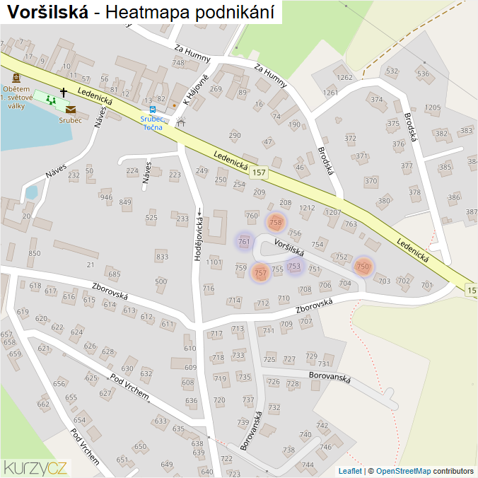 Mapa Voršilská - Firmy v ulici.