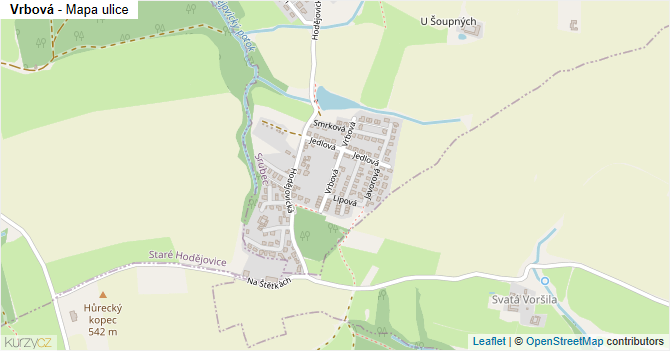 Vrbová - mapa ulice