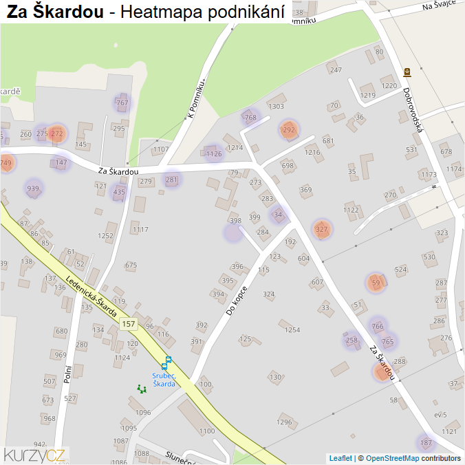 Mapa Za Škardou - Firmy v ulici.