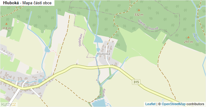 Hluboká - mapa části obce