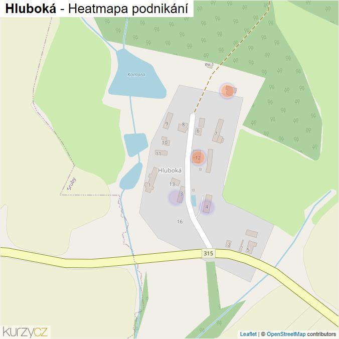 Mapa Hluboká - Firmy v části obce.