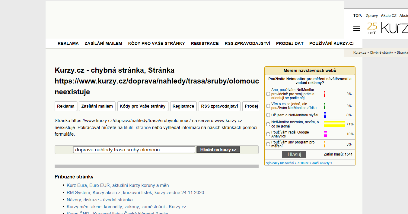 Sruby-Olomouc, mapa trasy