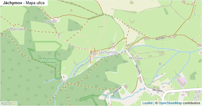 Jáchymov - mapa ulice