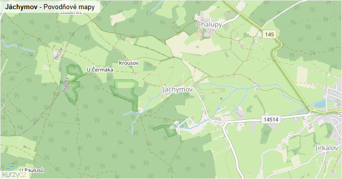 Jáchymov - záplavové mapy stoleté vody